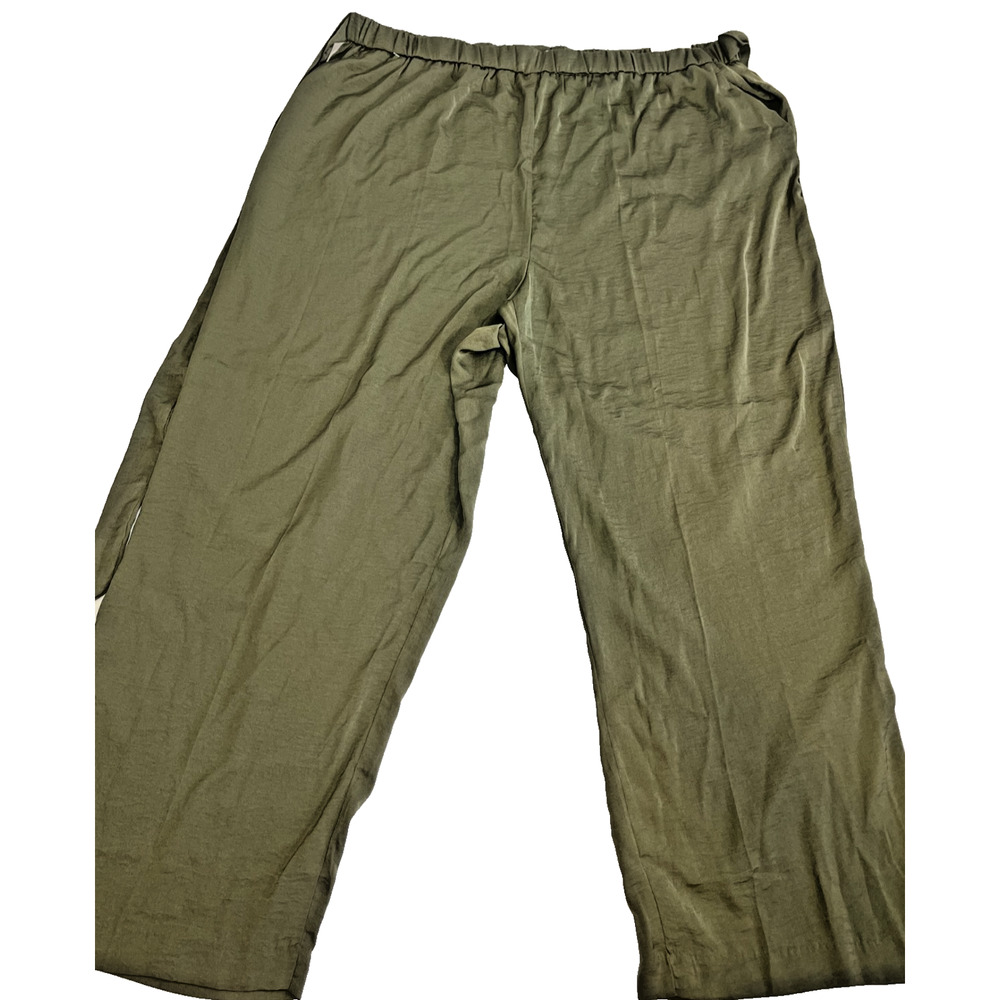 C By One Pants Womens 3X Olive Green Elastic Waist Casual